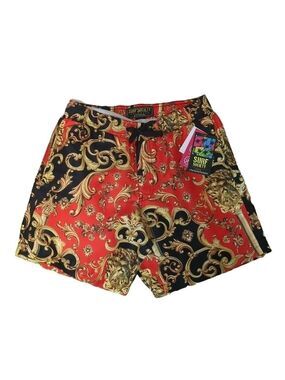 Surf society swimwear black gold red shorts size small